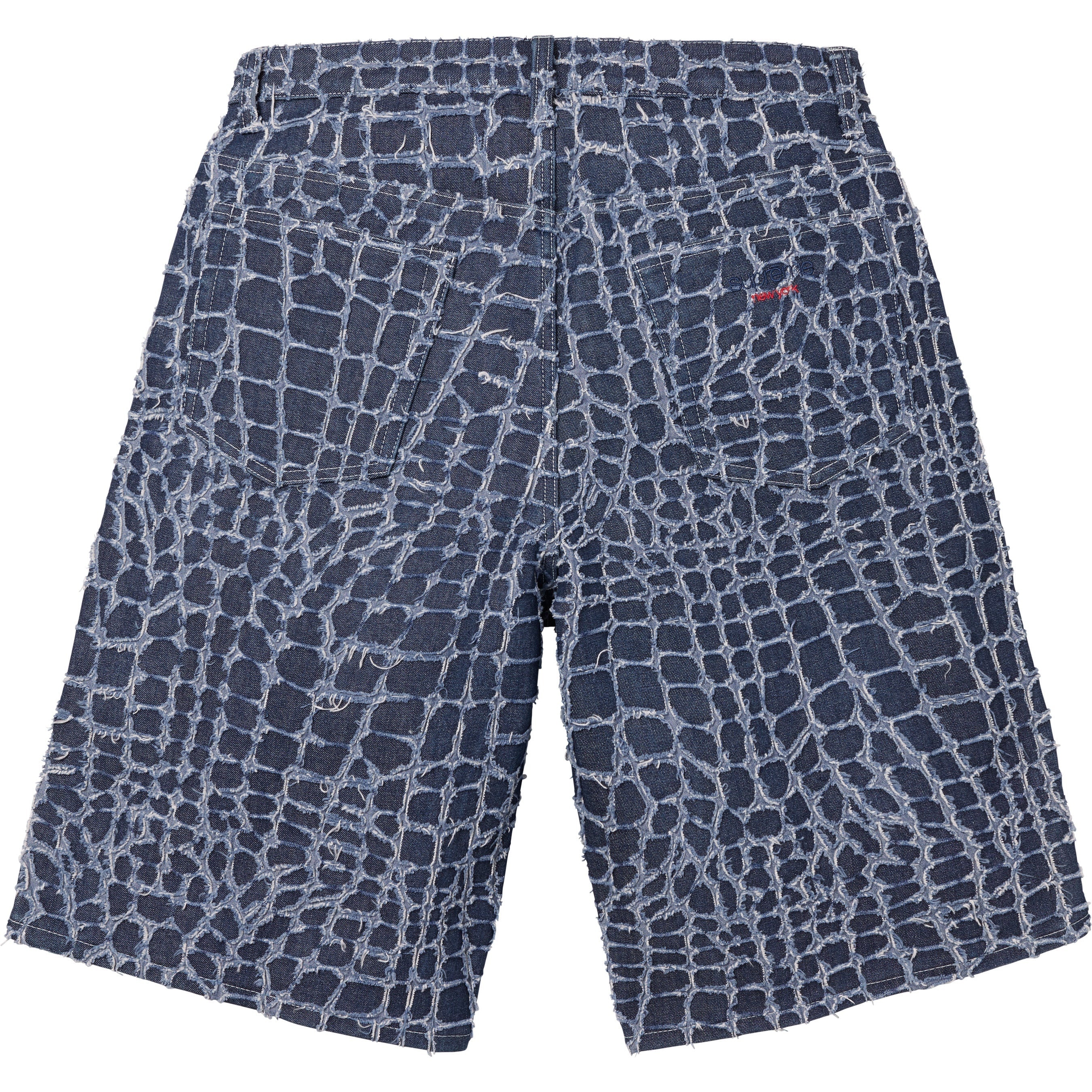 Frayed Croc Baggy Denim Short view 6